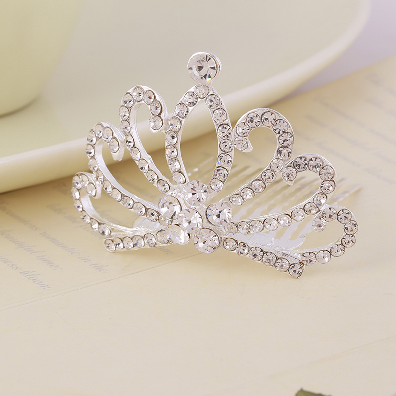 Estilo coreano rhinestone corona para niños peine accesorios para el cabello rendimiento de baile rendimiento de las niñas regalo de cumpleaños de las niñas al por mayor