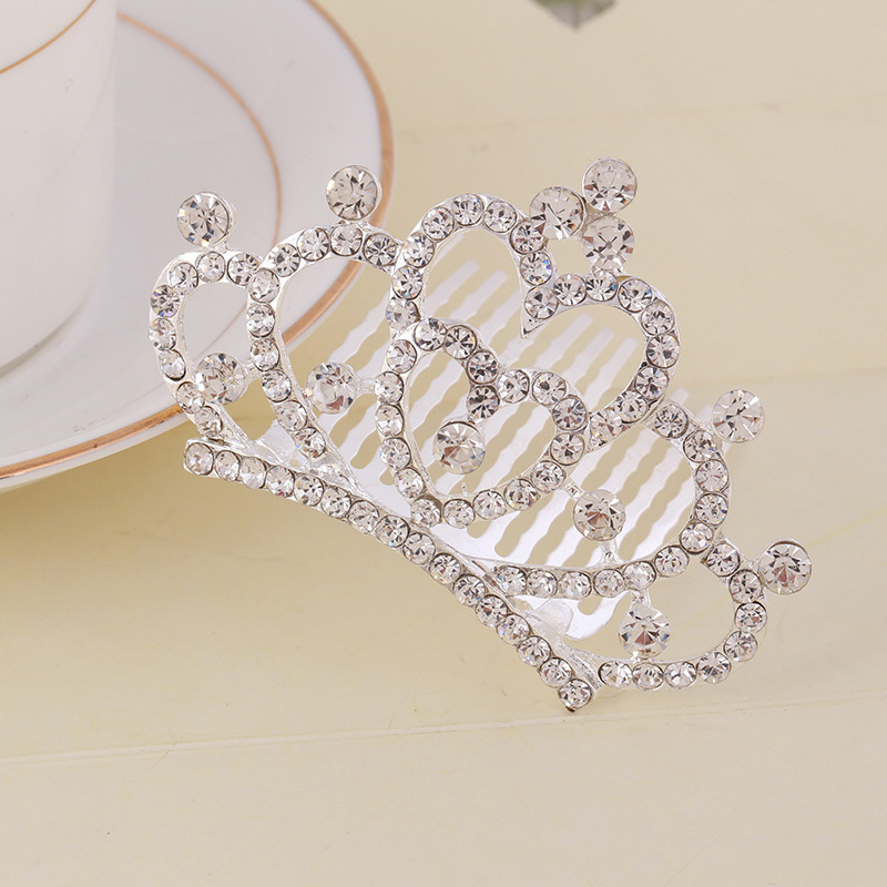 Estilo coreano rhinestone corona para niños peine accesorios para el cabello rendimiento de baile rendimiento de las niñas regalo de cumpleaños de las niñas al por mayor