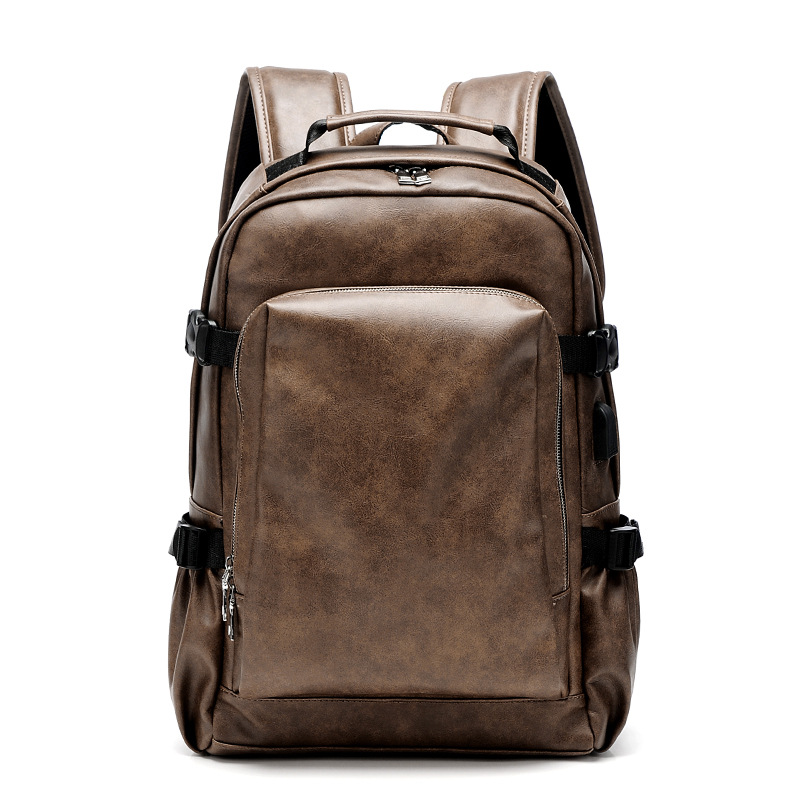 Men's Business Pu Leather Computer Backpack For Work And Travel_voghion.com