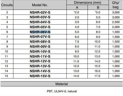 JSTѹ�Ŷ��� NSHR-06V-S��ɫ���� 6pin���� �߶԰������� ����