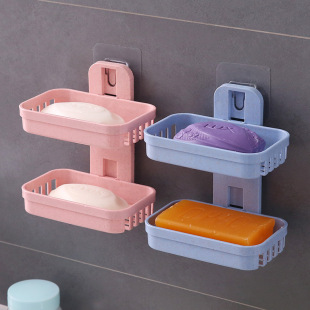 Soap Box Soap Box Soap Holder Soap Holder Double-Layer Suction Cup Wall-Mounted Non-Punch Drain Soap Box Soap Shelf