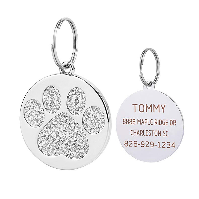 Medio rhinestone modelo huellas de identificación Etiqueta de perro suministros para mascotas suministro transfronterizo Amazon NUEVO LÁSER perro suministros