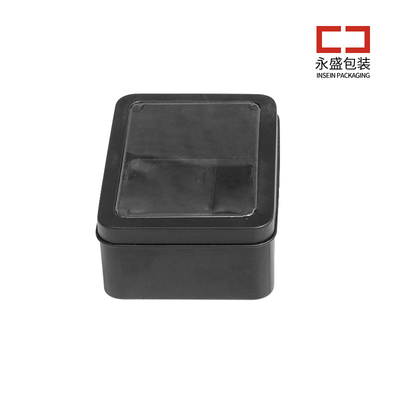 黑色透明窗马口铁盒定 制 125*90*60铁罐 长方形礼品包装盒金属盒