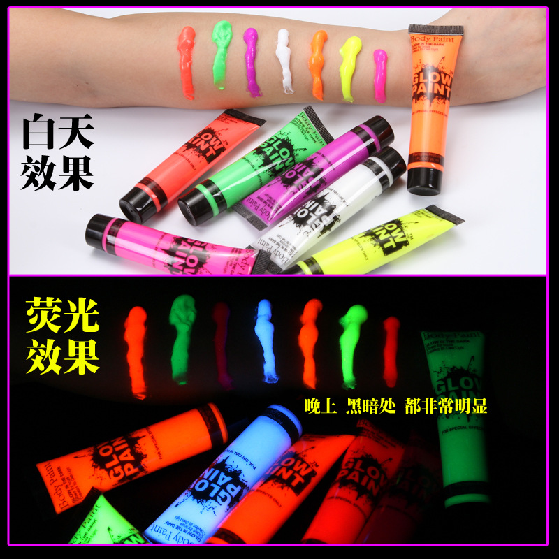 Actualizar 10ml color de la cara luminosa pintura fluorescente pintura corporal traje de color de la cara fluorescente bola de color maquillaje