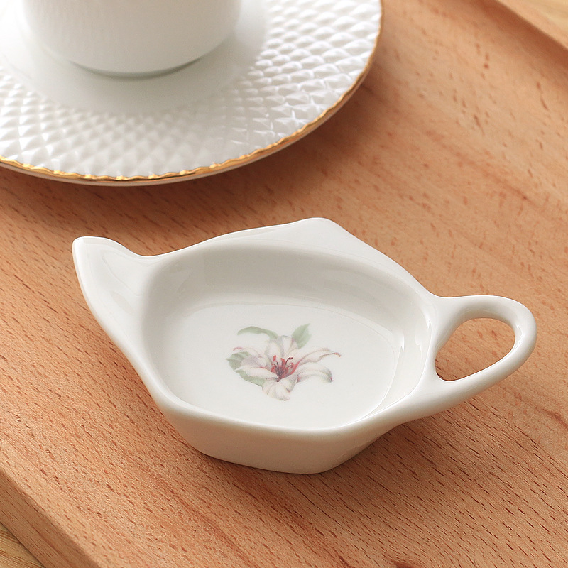 Cerámica bolsa de té platillo té de la tarde a juego té de lujo juego bolsa de té platillo tarde bolsa de té platillo creativo regalo de cerámica