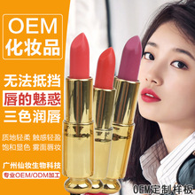 直播爆款口红加工 魅惑润唇膏三色滋润防水不沾杯不脱色唇膏批发