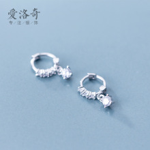 纳兰S925银耳扣女风时尚镶钻圆环耳扣气质镶钻耳饰品G0733