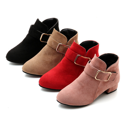 2024 new Korean style autumn and winter plus velvet warm girls boots frosted mid-calf heightening casual girls Martin short boots