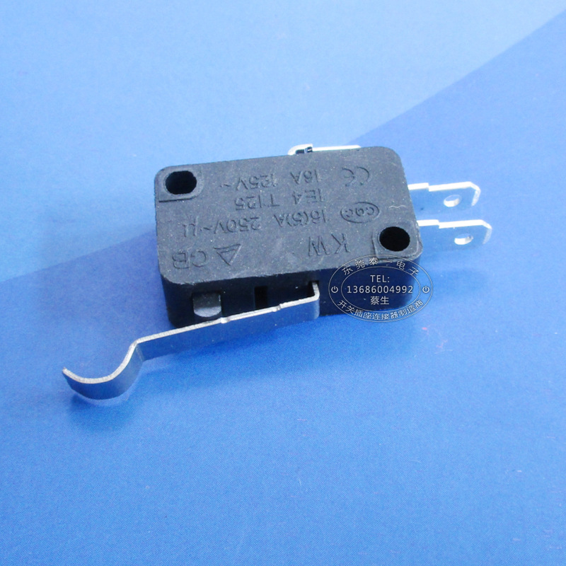 弧形弯柄大电流行程开关16(5)A弯柄三脚全铜耐高温微动开关KW7-5