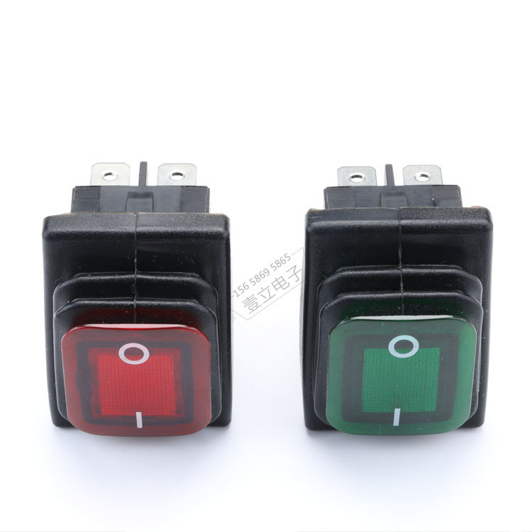 KCD4防水连体带绿灯船型开关两挡四脚船型跷板开关尺寸25*32mm