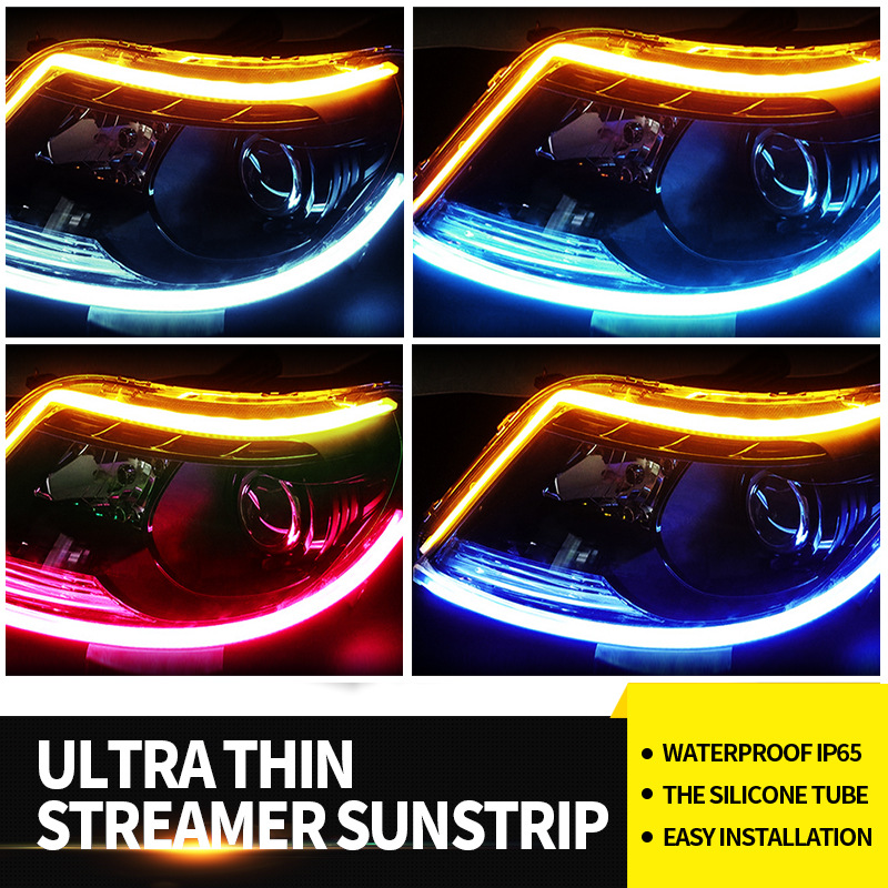 Suministro directo transfronterizo coche ultrafino externo de dos colores streamer Barra de guía de luz diurna Barra de luz de giro Barra de luz externa