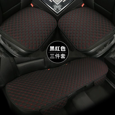 backrest three-piece set of five-seat linen | Universal seat cover - black-and-red-three-piece-set-linen