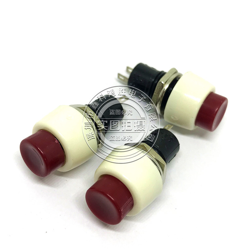 厂家直销 按钮开关PS-08插脚圆型红色按钮两脚插件按钮开关系列