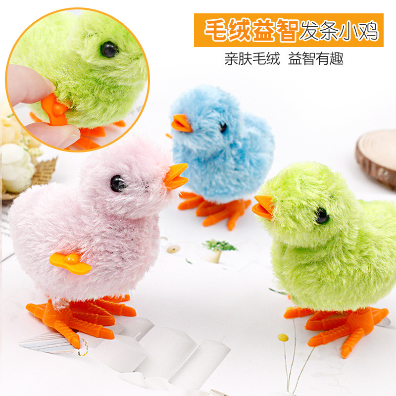 Winding clockwork chicken simulation plush toy Net red jumping chicken TikTok same style children's nostalgic toy