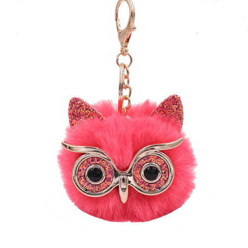 Grete Owl Plush Keychain Imitation Rabbit Fur Ball Bag Pendant Fur Car Pendant Manufacturer Wholesale