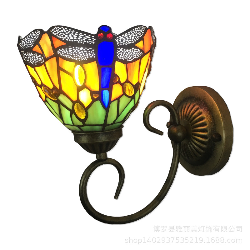 Baohua Tiffany moderno color minimalista lámpara de pared dormitorio lámpara de noche pasillo de estilo europeo salón lámpara de pared de fondo