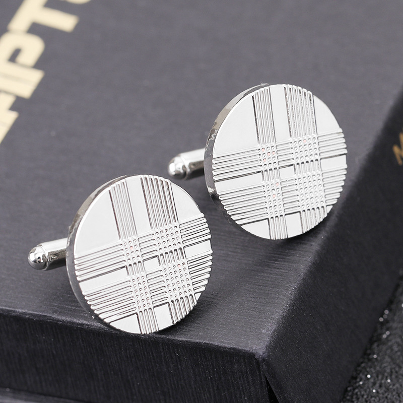 Factory direct European and American fashion retro punk striped men's French shirt cufflinks cross-border hot new accessories