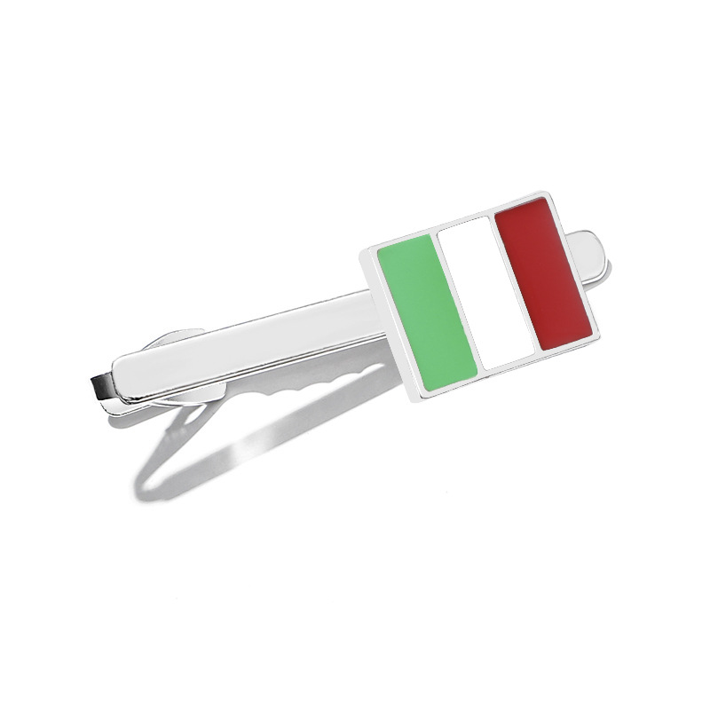 Set fermacravatta e gemelli con bandiere italia e francia_voghion.com