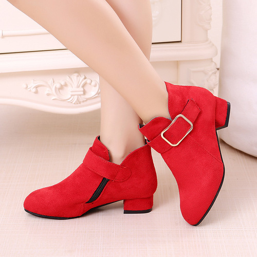 2024 new Korean style autumn and winter plus velvet warm girls boots frosted mid-calf heightening casual girls Martin short boots