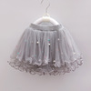 Spring versatile small and medium -sized short skirt girl net yarn skirts beaded children's skirt fluffy bottom skirt four seasons