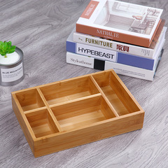 Wooden desktop storage box wholesale bamboo creative grid shape storage box organization box chalkboard tray
