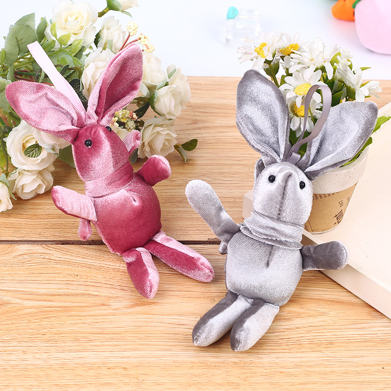 Korean plush wishing rabbit doll, preserved flower bouquet, long-legged rabbit keychain, bag charm, plush toy manufacturer