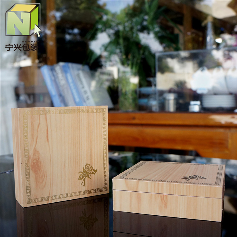 【清仓】批发耳环吊坠木质首饰盒木纹纸贴木板玫瑰花PVC木盒子