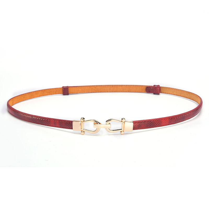 Patrón de serpiente Corona hebilla Cinturón fino de cuero de mujer Cinturón decorativo de estilo coreano Falda versátil de piel de vaca de mujer con moda verano