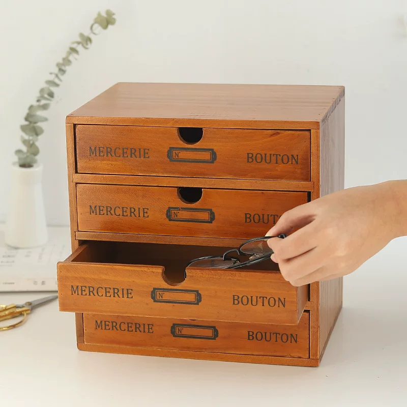 Zakka продуктовый retro дерево рисунок ящик для хранения