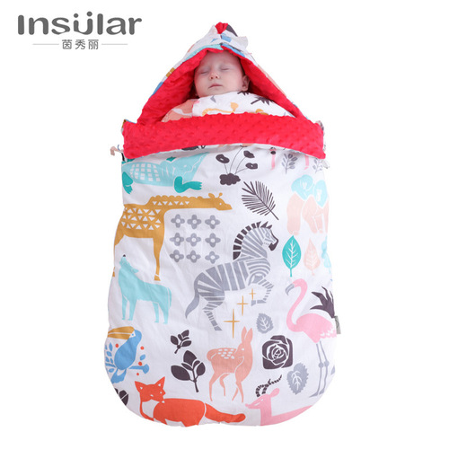 Yinxiuli baby pure cotton anti-shock autumn and winter thickened dual-purpose newborn blanket baby beanie blanket sleeping bag cross-border