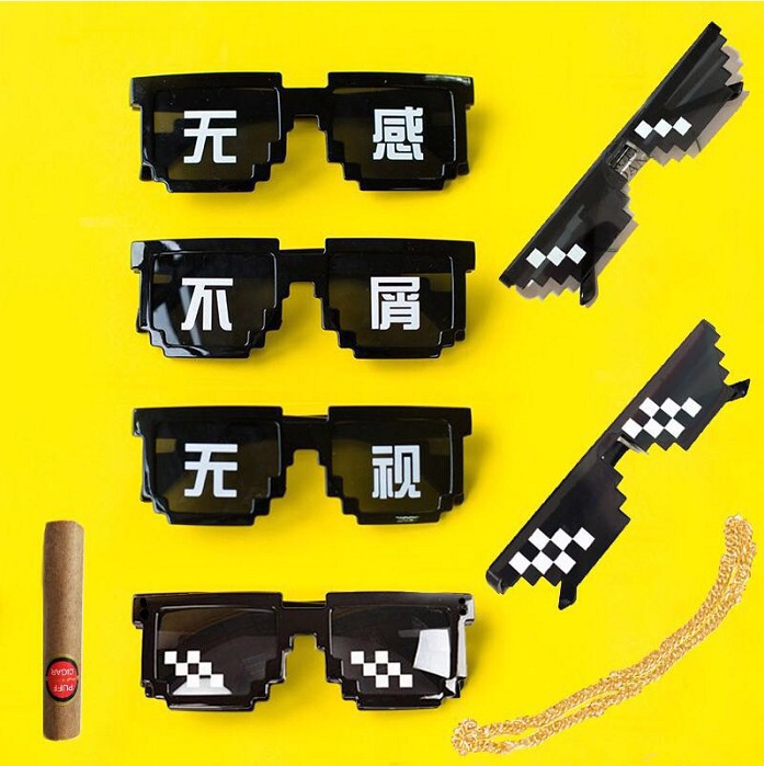New mosaic glasses two-dimensional installed forced sunglasses my world personality pixel sunglasses wholesale