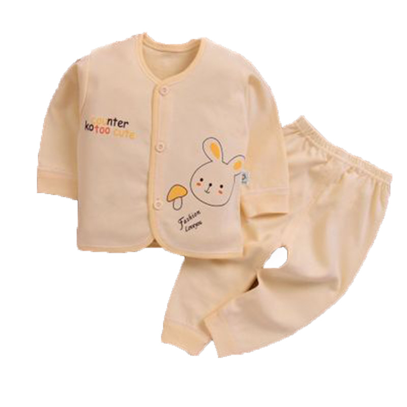 Conjunto de bebé de gran volumen de ventas de Anyang, conjunto de dos piezas de algodón peinado con botones a presión, conjunto de cuello redondo para bebé recién nacido, niño y niña.