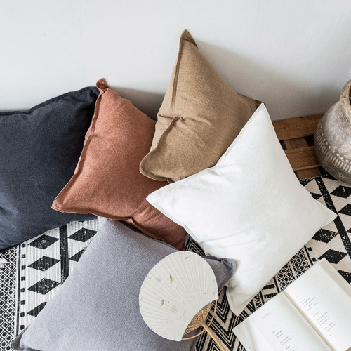 Japanese-style cross-border sofa pillow, high-end cushion, cotton and linen, simple, quiet style, tatami, lumbar support, bedside soft cushion