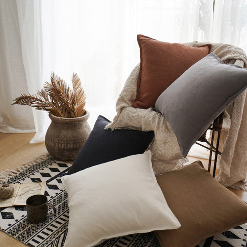 Japanese-style cross-border sofa pillow, high-end cushion, cotton and linen, simple, quiet style, tatami, lumbar support, bedside soft cushion