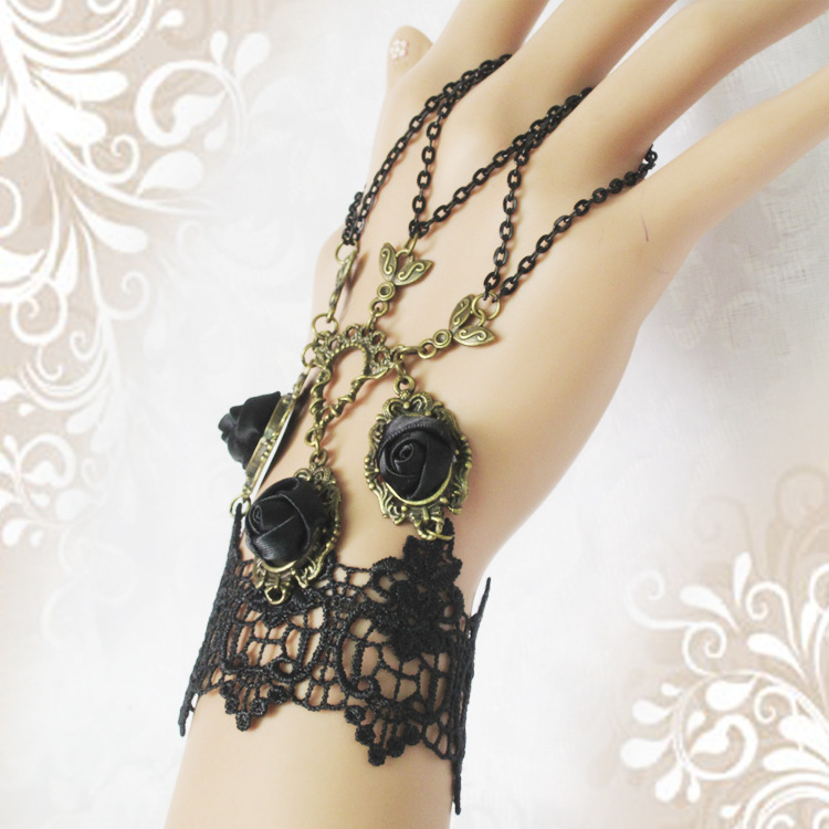 European and American New Original Holiday Ball Accessories Black Retro Lace Women Bracelet Wristband Jewelry Wholesale GS085