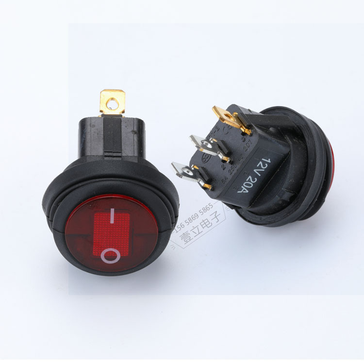 防水KCD1上圆下方连体船型开关20A12V直径23mm