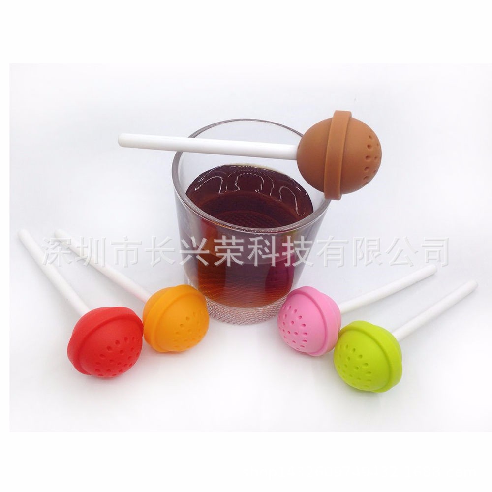 厂家现货供棒棒糖泡茶器 硅胶棒棒糖茶包 硅胶糖果滤茶器