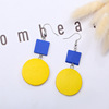 Two-color wooden earrings, Korean style, simple and elegant design