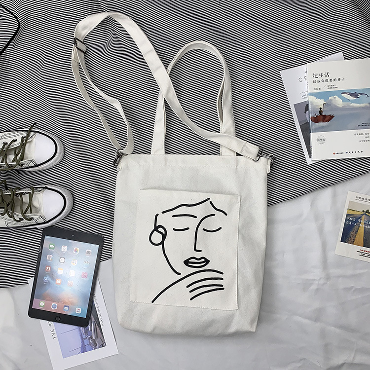 Nueva moda ins desmontable correa de hombro lona bolsa de hombro Corea del Sur estudiante lona bolsa crossbody bolso de las mujeres de una sola pieza entrega