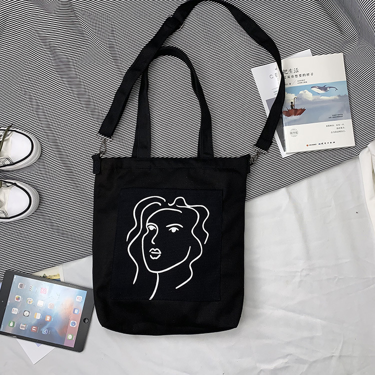 Nueva moda ins desmontable correa de hombro lona bolsa de hombro Corea del Sur estudiante lona bolsa crossbody bolso de las mujeres de una sola pieza entrega