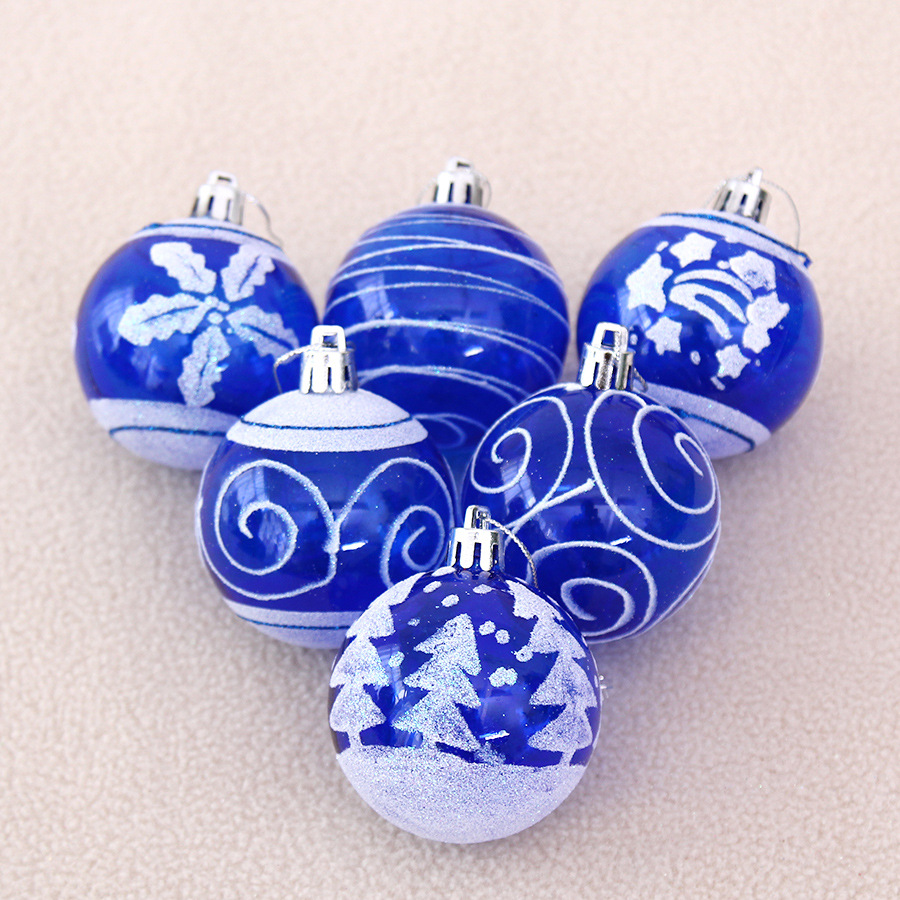 8cm transparente pintado impreso BOLA DE Navidad de plástico árbol de Navidad bola decorativa colgante de color en caja Bola de Navidad 6 pack