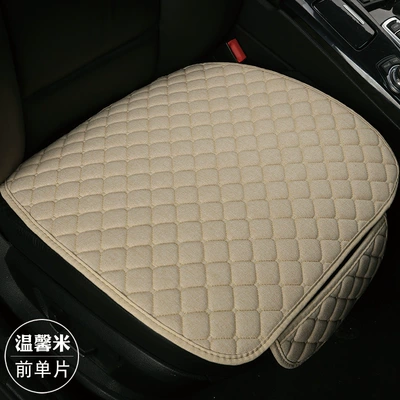 Universal seat cover tie-free non-slip single backrest three-piece set - warm-rice-front-row-single-piece-linen