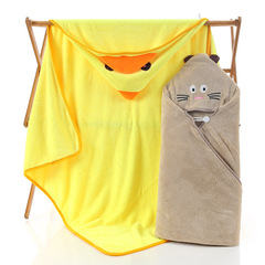 Highyang Manufacturer Wholesale Cartoon Coral Fleece Hat Bag Baby Bath Robe, Maternal and Child Gift Bath Towel