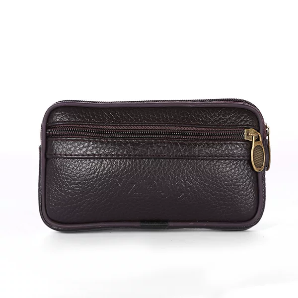 Factory wholesale business waterproof men's mobile phone bag belt waist bag cowhide multifunctional change key horizontal Leisure
