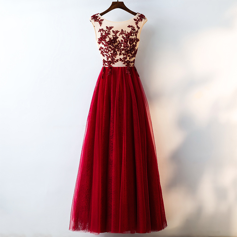 Burgundy evening dress