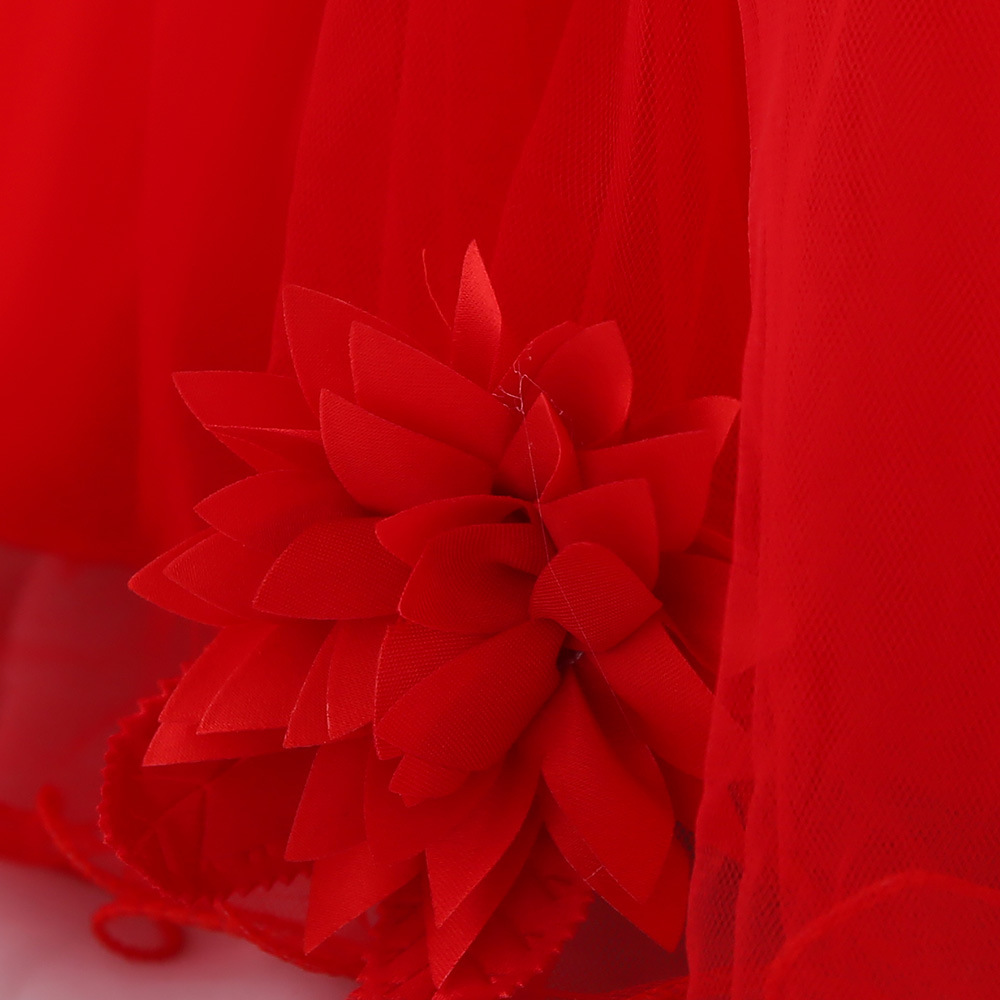 Amazon Wish New Baby Dress Pink Baby One-Year-Old Flower Princess Dress with Diamond Ribbon Flower Girl Wedding Dress