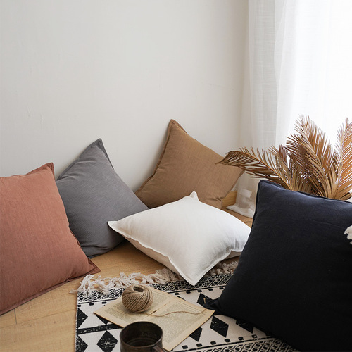 Japanese-style cross-border sofa pillow, high-end cushion, cotton and linen, simple, quiet style, tatami, lumbar support, bedside soft cushion
