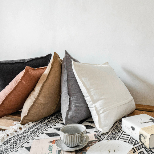 Japanese-style cross-border sofa pillow, high-end cushion, cotton and linen, simple, quiet style, tatami, lumbar support, bedside soft cushion