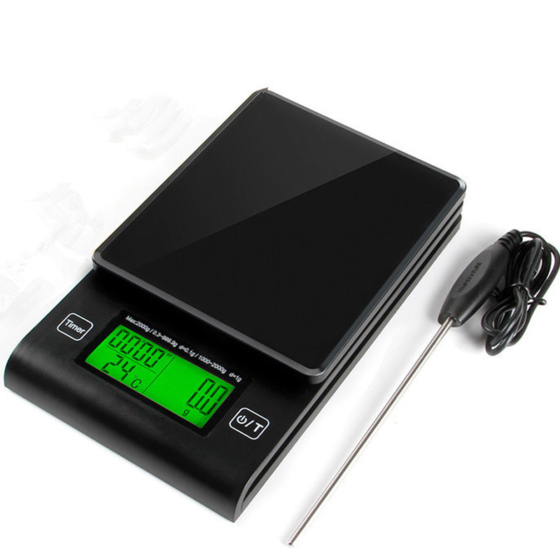 带探头电子秤手冲咖啡显示电子秤计时称重量秤带温度测量针