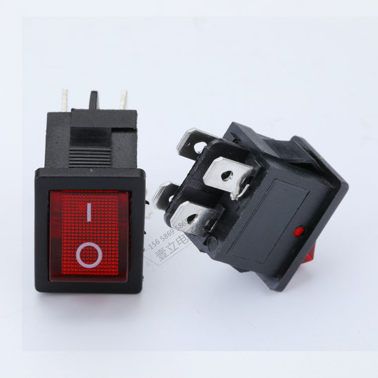 船型开关KCD1-104带灯两档两脚尺寸15*21mm